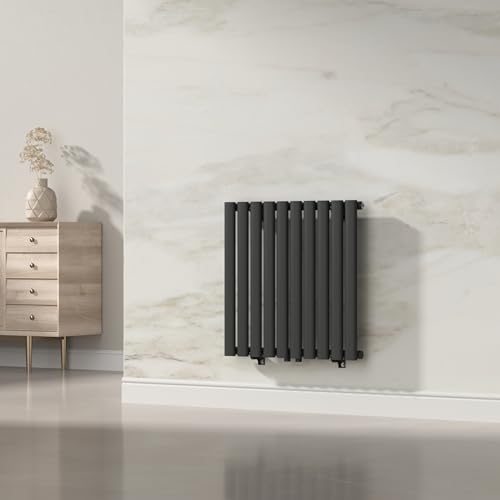 [neu.haus] Radiadores de Panel Monocapa Radiador de Diseño Tubular Calefactor de Baño Salón de Agua Caliente de Pared Conexión Inferior Central 449W Acero 60 x 60 cm - Negro