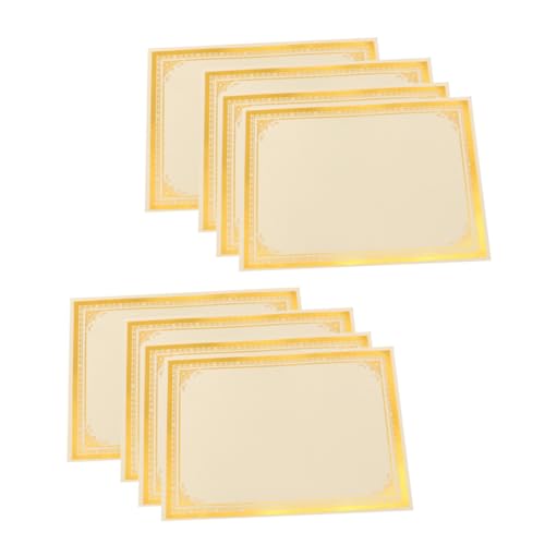 Veemoon 8 hojas Papel para Certificados con Borde Dorado Papel Interior para Diplomas y Premios Compatible con Impresoras para Reconocimientos Académicos