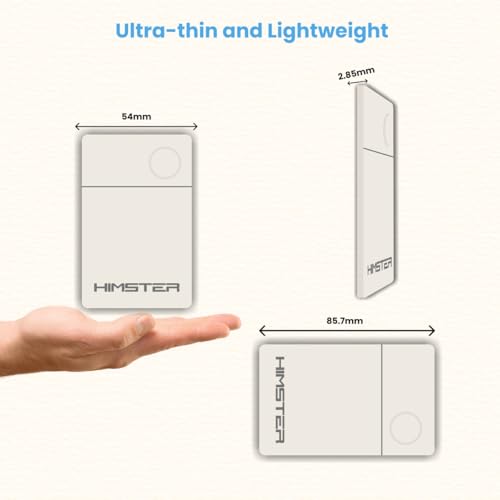 Image of Himster Smart Card Tracker for Android | No SIM Needed | Anti-Lost & Loud 75dB Alert | Ultra-Thin 2.85mm Item Finder-Wallets,Bags,Laptops, Tablets|3 Month Wireless Rechargeable Battery(White)