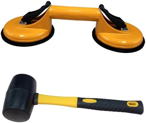 Floor Gap Fixer Tool for Laminate Floor Gap Repair, Including Heavy Duty Aluminum Suction Cup and Fiberglass Handle Rubber Mallet, Laminate Flooring Repairing Tool -Can't Use on Scraped Surface Floor