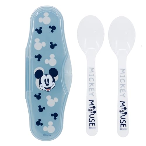 Catálogo para Comprar On-line Cubertería infantil los mejores 10. 41 Damaloo - Juego de vajilla con cubertería para fans de Mickey Mouse, 5 piezas, con cubertería infantil, juego de desayuno, vajilla reutilizable y libre de BPA
