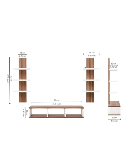 Image of Spyder Home Decore Craft Tokyo Engineering Wood Wall Mount TV Entertainment Unit Set Top Box Stand /TV Cabinet with Shelves for Books & Dcor Display Unit Bed Living Room Upto 60 Inches