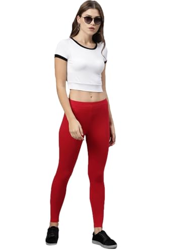 Image of ZAYANQA Combo of 2 Slim Fit Women /Girls Solid Stretchable Cotton Ankle Length Leggings with Ultrasoft Wide Elastic Waistband |Comfortable |Fashionwear|
