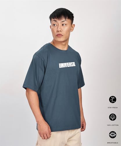 Image of SHODOX Bio-Washed Anti Bacterial 100% Pure Cotton Men's Oversized Aesthetic Premium Printed T-Shirt | Cozy Soft, Less Wrinkles Loose Fit, Drop Shoulder, Korean Baggy Style Tees for Mens