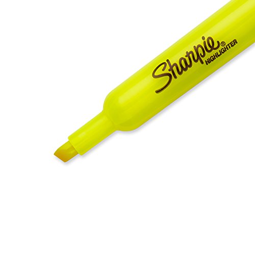 Image of Sharpie Tank Style Highlighters, Chisel Tip, Fluorescent Yellow, 24 Count