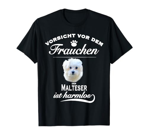 Maltese - Dog Design - Malteser T-Shirt - Damen - Schwarz - Small - Kurzarm