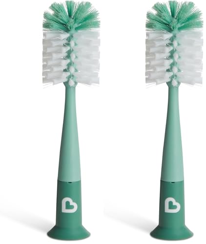 Image of Munchkin® Bristle™ Bottle Brush, Modern Design, Sage (Pack of 2)