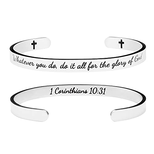 Joycuff Jesus Bracelets For Women Christians Engraved Ornament Jewelry Birthday Christmas Easter Gifts For Teens Girls Boys Inspirational Vintage Cuff Whatever You Do, Do It All For The Glory Of God #TOP5