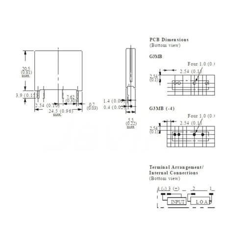 Relé de estado sólido 5V G3MB-202P interruptor PCB SIP de 2A y 240VAC para control electrónico 3