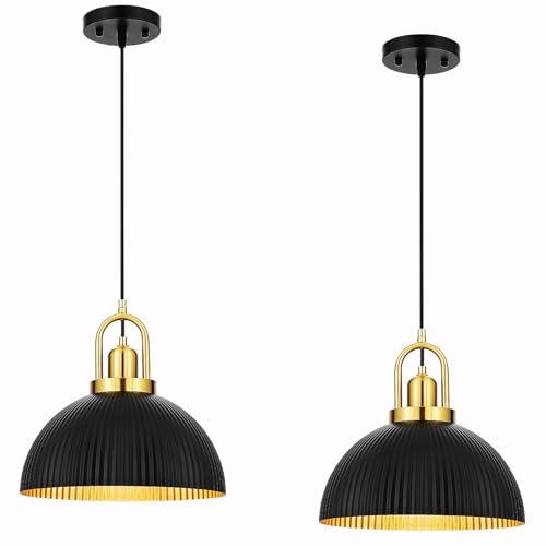 Pendant Lights Kitchen Island Black and Gold Metal Farmhouse Pendant Light Fixtures 11.8