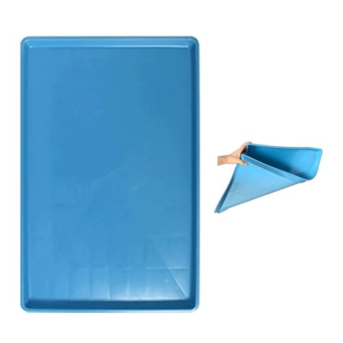 猫、犬、その他のペットのためのペットケージ箱交換トレイフードマット ブルー 縮れたエッジ58cm*55cm*2.7cm