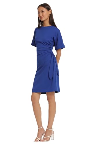 Image of Donna Morgan Women's Sleek and Sophisticated Side Ruched Ad Tie Detail Dress Workwear Event Occasion Guest of