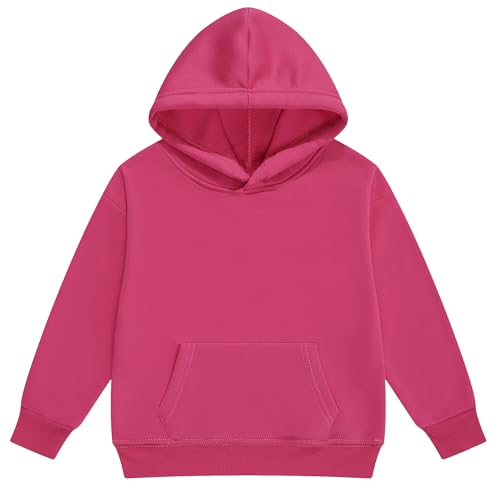 Image of Kids Athletic Pullover Hoodie Sweatshirt with Pocket Tops,2-12Years | Boys and Girls Fleece Hooded Christmas Halloween Teen Girls Athletic Hoodie Solid Color Lightweight Classic Kids Clothes