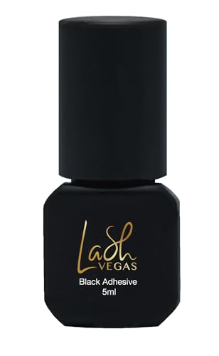 Lash Vegas Black Lash Glue for Eyelash Extensions (5ml) – 0.5-1 Sec Fast Drying Professional Eyelash Extension Glue with 6-7 Week Retention – Oil and Waterproof Eyelash Adhesive