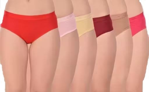 High Waist Women Cotton Lycra Blend Panty Pack of 6 Comfortable Daily Fit Hipster Design Multi XS Multicolour-image-48