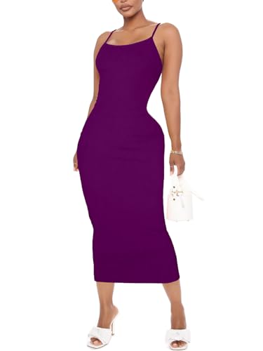 Image of Women's Midi Bodycon Tight Dress - Spaghetti Strap Summer Casual Leopard Cheeath Print Club Party Long Fitted Slip Dresses