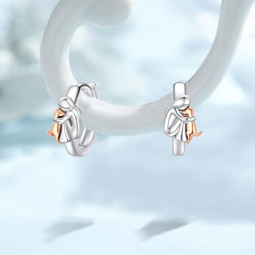 Justkidstoy CZ HOOP EARRINGS Hypoallergenic Dog Earrings 925 Sterling Silver Cute Animal Puppy Huggie Hoop Earrings thumb #5