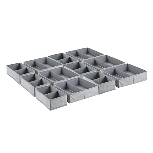 mDesign Fabric Drawer Organizer Bins, Kids/Baby Nursery Dresser, Closet, Shelf, Playroom Organization, Hold Clothes, Toys, Diapers, Bibs, Blankets, Lido Collection, Set of 2, 6 Pack, Gray