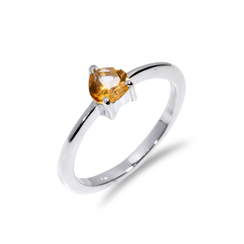 Bague citrine naturelle taillée main bague pierre précieuse classique taille 13.5 joaillerie
