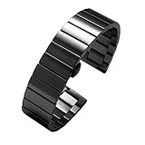 Genérico Correa de reloj acero inoxidable 16 mm, 18, 20 y 22 for pulsera con hebilla mariposa metal, accesorios herramienta(Black,18mm)