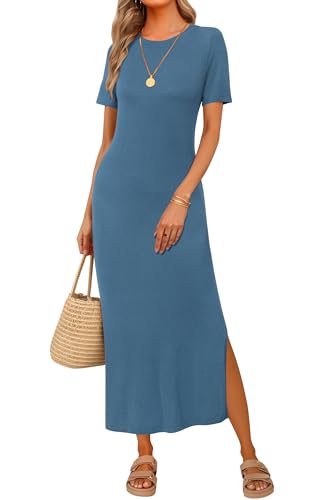 Image of Arach&Cloz Women's Wool Blend Lightweight Spring Casual T Shirts Maxi Dress 2026