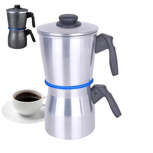 Cafeteira Italiana de Alumínio 500ml Fogão Moka Bule de Café Expresso 6 Xícaras Caseira Tradicional (Alumínio Polido)