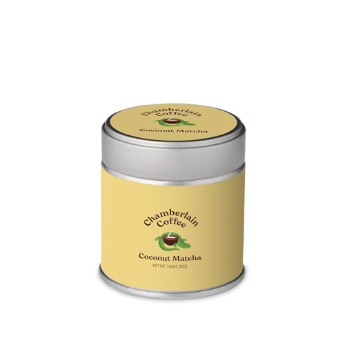 Image of Chamberlain Coffee Limited Edition Coconut Matcha Ceremonial Grade Green Tea Powder - Antioxidant Rich, L Theanine, Calm Energy, Signature Vegan Matcha Powder - Premium First Harvest Japanese Green Tea - 30g