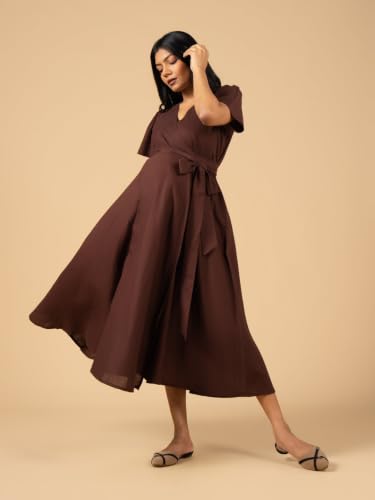 Image of The Mom Store Maternity and Nursing Wrap Dress for New Mom | Pre and Post Pregnancy Wear for Womens | Trendy Stylish Printed Friendly Dresses for Women | Comfortable