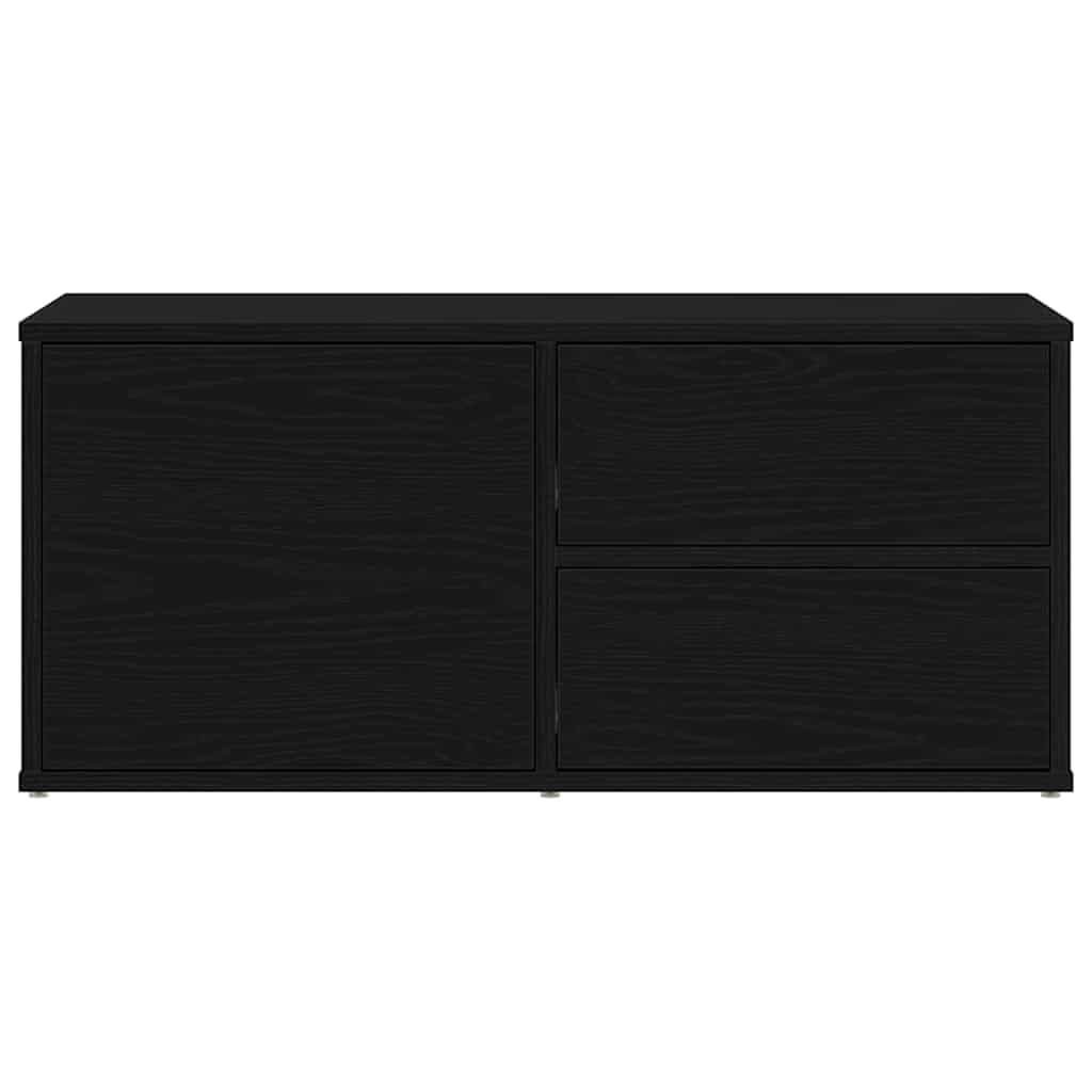 TV-Schrank Schwarz Eichen-Optik, 80x34x36 cm Holzwerkstoff, modernes Design, Media Center für Wohnzimmer, Schlafzimmer, Flur