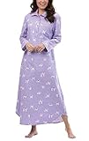 PajamaGram Night Gown For Ladies - Flannel Nightgowns For Women, Lavender, MD