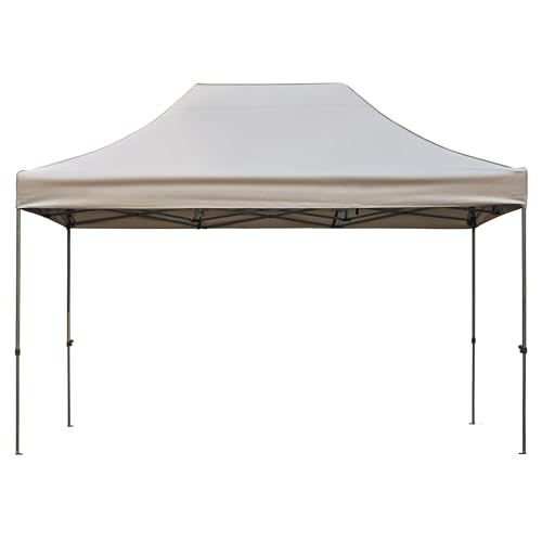 10x15 Pop Up Canopy Tent, Heavy Duty Party Tent with 4 Sidewalls UV Waterproof Protection, 3 Height Adjustable Outdoor Canopy for Weddings, Events, and Backyard Gatherings (Khaki)