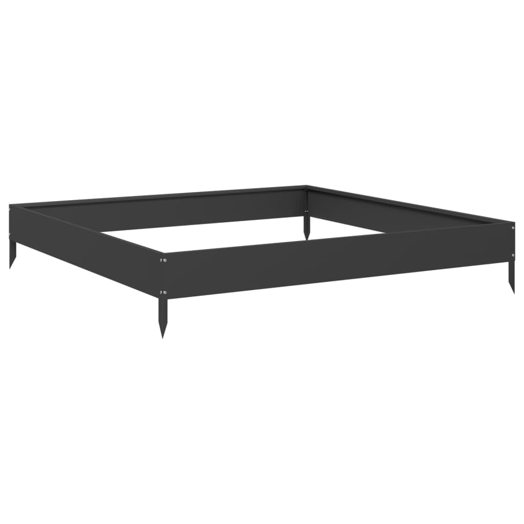 Bancal alto de acero 100 x 100 x 18,5 cm, color negro, cama elevada para flores, verduras y hierbas en el jardín, el suelo abierto evita el encharcamiento, resistente y duradero para el exterior