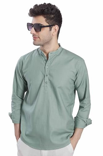 Image of DIVISIVE Men's Slim Fit Full Sleeves Cotton Short Kurta
