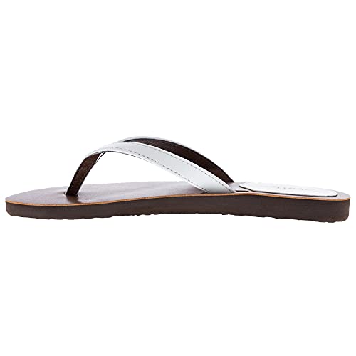 Scott Hawaii Women's Mohala | Vegan Leather Flip Flop | Narrow Width | Flat Heel | All Day Comfort Flip Flop (White, US Footwear Size System, Adult, Women, Numeric, Medium, 10)