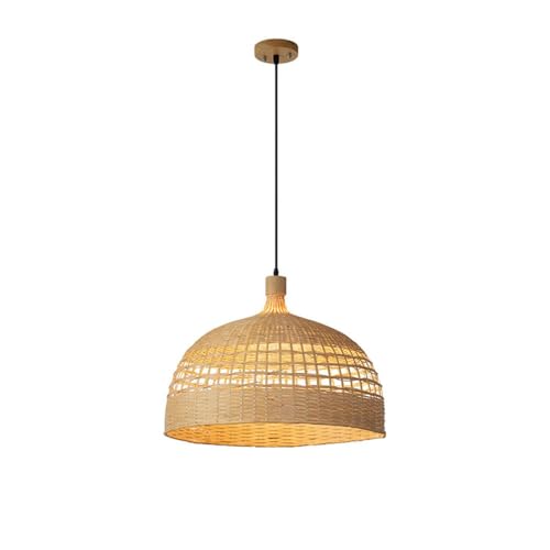 LCSMVLQ Farmhouse Bamboo Pendant Light - Handwoven Ceiling Mounted Bamboo Chandelier Shades, Coastal Beach Hanging Rattan Light Fixture for Kitchen, Dining, Living Room