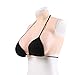 Produktbild FSYH Silikon Brustformen Hoher Kragen Für Crossdresser Brustplatte C-I Cup Mastektomie-BH Gefälschte Brüste Gefüllt Mit Elastischer Baumwolle,Pure White,C Cup