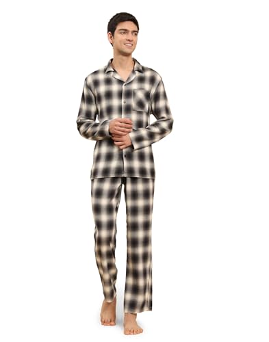 Image of B STORIES Men's 100% Cotton Full Sleeve PJ Set - Checkered Nightwear Set | Soft Loungewear | Comfortable Sleepwear | Stylish Casual Home Wear Shirt & Pant (S-XXL)