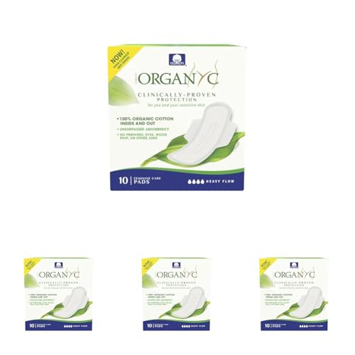 Organyc Assorbenti in Cotone Certificato 100% Biologico per Flusso Intenso, 1 Confezione da 40 Unità
