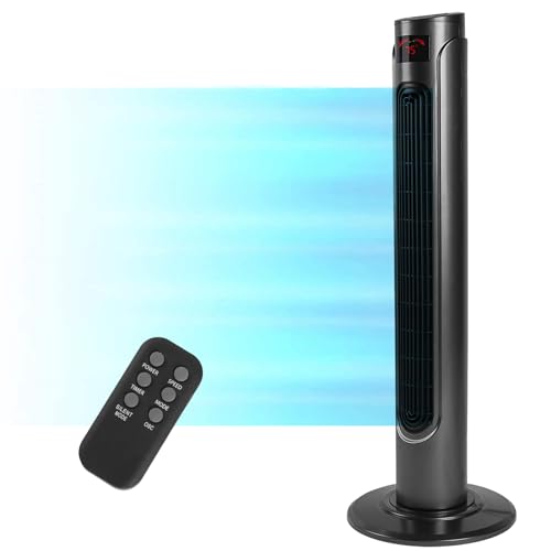 Simple Deluxe 36-Inch Oscillating Tower Fan for Bedroom with Remote Control LED display and 3 Speeds, 3 Modes, 15H Timer, Quiet Fan for Indoor Home Office, Black