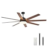 kenaihon 72 Inch Ceiling Fans with Lights and Remote, Black and Brown Grain Indoor/Outdoor Ceiling Fan with Quiet Reversible DC Motor, 3CCT, 6 Speeds, Large Ceiling Fan for Living Room Bedroom