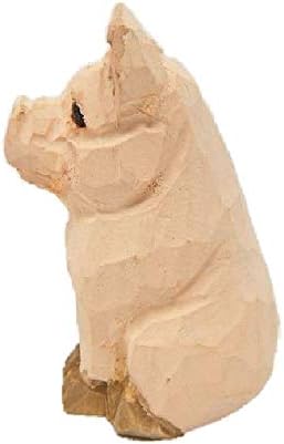 Miniatura 2 de Native Wooden Creations Figura de cerdo, estatua, granja, granero, animal, arte, decoración del hogar, escultura en miniatura, rosa
