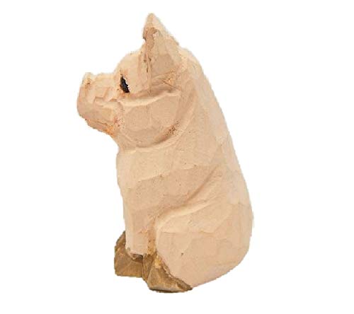 Estatua decorativa cerdito de madera pequeña miniatura 2