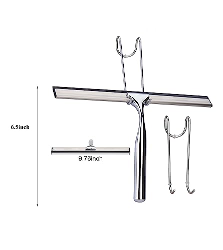 Aliglow All Purpose Stainless Steel Squeegee for Glass Shower Doors, Car Window, Home Mirrors, Bathroom Shower Cleaner Wiper 10 inches