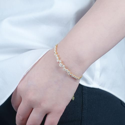 Moissanite Link Bracelet for Women, 2.72cttw D Color 925 Sterling Silver Minimalist Layering Stacking Bracelet Jewelry for Wife or Mom, Adjustable Chain2