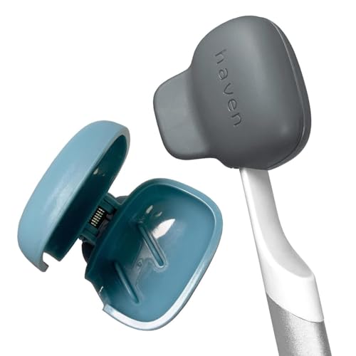 Image of Haven Toothbrush Cover - Fits Most Adults' & Kids' Electric & Standard Toothbrushes - Pack of 2 - Blue & Charcoal Gray