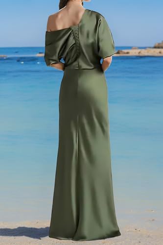 Mother of The Bride Dresses Off Shoulder for Wedding Satin Half Sleeve Long Formal Mother of Groom Evening Gowns2