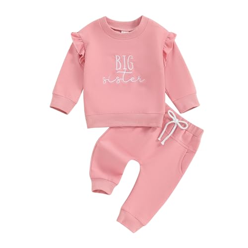 Image of Bonangber Sibling Matching Outfits Newborn Toddler Baby Long Sleeve Crewneck Sweatshirt with Pants Cute Fall Winter Clothes
