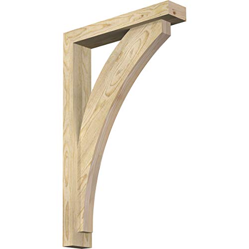 Ekena Millwork BKT0402X20X32THR05RDF Thorton Block Bracket w/Offset Brace, 4" W Douglas Fir (Rough Sawn)