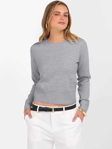 Image of ANRABESS Women's Long Sleeve Sweaters Cropped Crew Neck | Business Casual Tops,Light Weight Comfy Knit,Pullover ShortSweater,Basic Classic,Fall Fashion Winter Layer Clothes