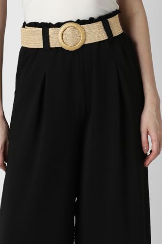 Image of Van Heusen Women's Regular Fit Mid Rise Belted Casual Wide Leg Pants